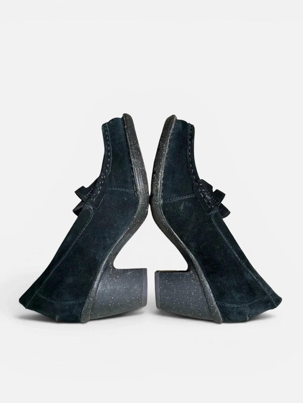 Clarks Unstructured Carleta Belle Heeled Loafer in Black Suede Size 6 1/2